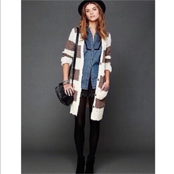 Free People Cuddle Bear Rugby Stripe Cardigan S - Picture 11 of 12